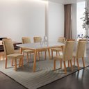 Ver imagem 1 de Conjunto de Jantar Copper 6 Lugares Tampo MDF com Vidro Serigrafado Amadeirado 180cm Moderna