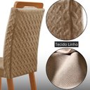 Ver imagem 5 de Conjunto de Jantar Copper 6 Lugares Tampo MDF com Vidro Serigrafado Amadeirado 180cm Moderna