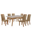 Ver imagem 4 de Conjunto de Jantar Copper 6 Lugares Tampo MDF com Vidro Serigrafado Amadeirado 180cm Moderna