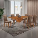Ver imagem 2 de Mesa de Jantar Aster 180 cm Tampo MDF Canto Copo Laminado e 6 Cadeiras Lira