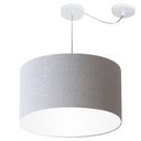 Ver imagem 1 de Lustre Pendente Cilíndrico com Desvio de Centro Md-4167 Cúpula em Tecido 60x30cm Rustico Cinza -