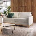Ver imagem 1 de Sofá Living Lugano 3 Lugares Estrutura e Pés em Eucalipto Tecido Linho 1,72m Branco Off White