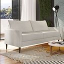 Ver imagem 1 de Sofá Living Fideris 3 Lugares Estrutura e Pés em Eucalipto Tecido Linho 1,75m Branco Off White