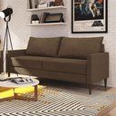 Ver imagem 1 de Sofá Living Fideris 3 Lugares Estrutura e Pés em Eucalipto Tecido Linho 1,75m Marrom