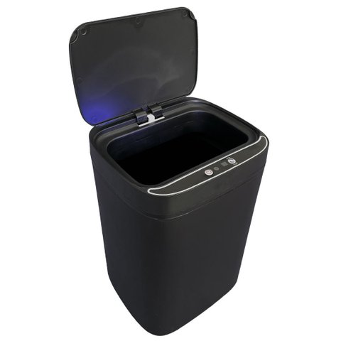 Lixeira Inteligente Automática Preta com Sensor e Led 13l