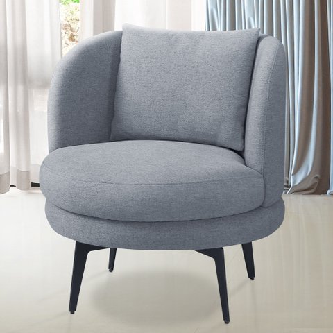 Poltrona Giratória Orgânica Sala de Estar Living Dora T03 Linho Cinza - Lyam Decor