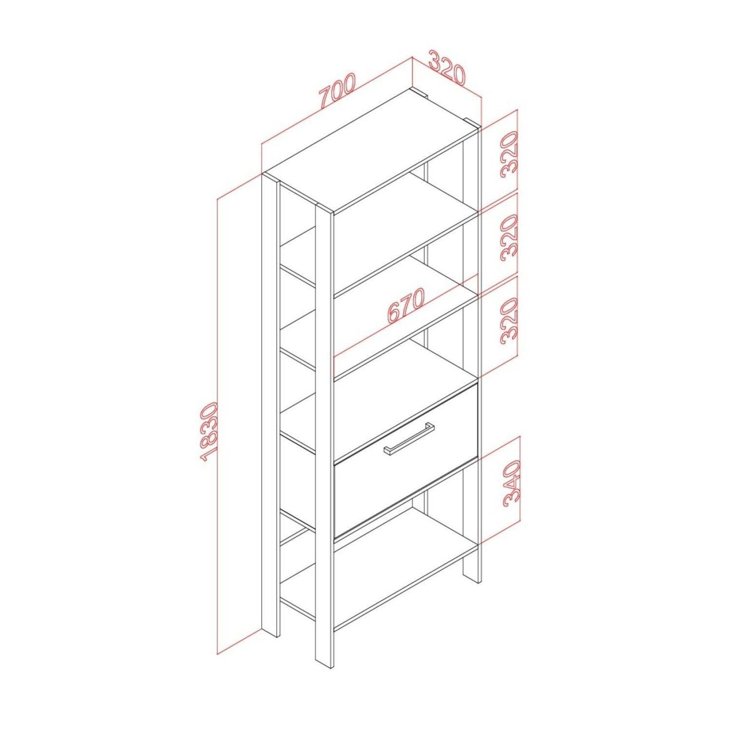 Estante Torre 700x1830x325 Mm 1 Basculante - 3