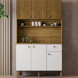 Kit Armario Cozinha 6 Portas 2491 Freijo Supremo Ripado KTP - 2