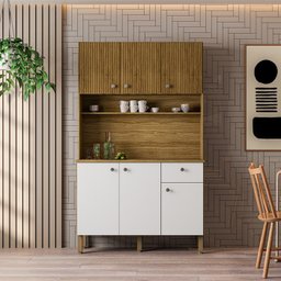 Kit Armario Cozinha 6 Portas 2491 Freijo Supremo Ripado KTP - 7