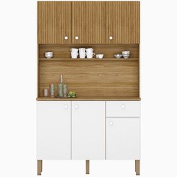 Kit Armario Cozinha 6 Portas 2491 Freijo Supremo Ripado KTP - 1