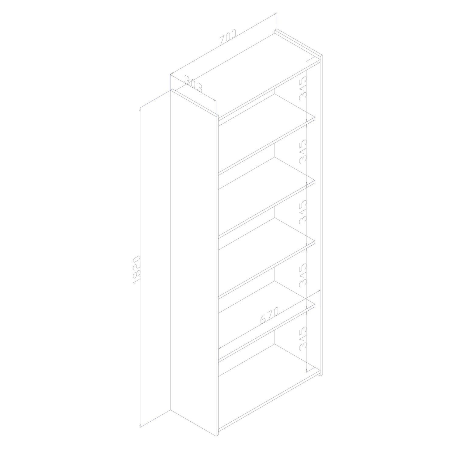 Estante para Livros 4 Prateleiras 70cmx182cm ESM201 Retrô  - 3