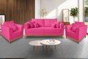 Ver imagem 2 de Kit Sofá 3 Lugares e 2 Poltronas Beny Viena Para Sala de Estar Suede Pink - Madeira Prima Deccor