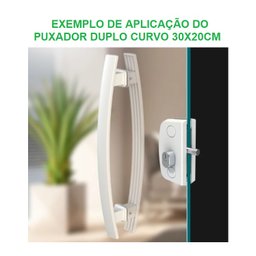 Puxador duplo curvo 30x20cm para porta de vidro e portão - Preto - 4