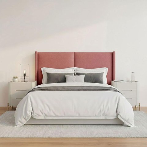 Cabeceira Queen Estofada 176cm com 2 Mesas de Cabeceira 100% Mdf Cor:veludo Slim Rose e Luna com