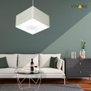Ver imagem 3 de Lustre Pendente Quadrado Md-4020 Cúpula em Tecido 21/35x35cm Rustico Cinza - Bivolt