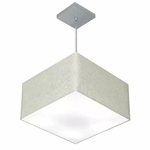 Lustre Pendente Quadrado Md-4020 Cúpula em Tecido 21/35x35cm Rustico Cinza - Bivolt