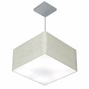Ver imagem 1 de Lustre Pendente Quadrado Md-4020 Cúpula em Tecido 21/35x35cm Rustico Cinza - Bivolt