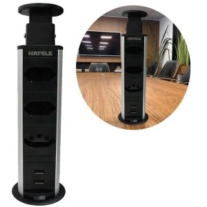 Torre de Tomada 3 Tomadas e Usb Multiplug Retratil Hafele