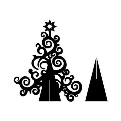 Árvore de Natal com Arabescos 25cmx30cm - Cria Arte Laser Preto