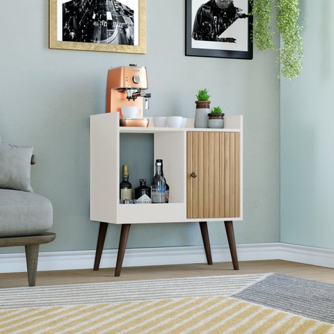 Aparador 1 Porta 700x800x360 mm Bege/Mel/Off White
