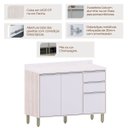 Ver imagem 2 de Balcão para Cozinha 120 Cm 2 Portas 3 Gavetas Atenas Cinza Cristal