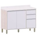 Ver imagem 1 de Balcão para Cozinha 120 Cm 2 Portas 3 Gavetas Atenas Cinza Cristal