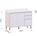 Ver imagem 4 de Balcão para Cozinha 120 Cm 2 Portas 3 Gavetas Atenas Cinza Cristal
