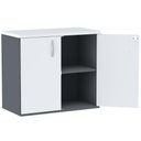 Ver imagem 1 de Armário Baixo PE25 Pandin 80 cm (largura) em MDP Cor Grafito e Branco com Duas portas