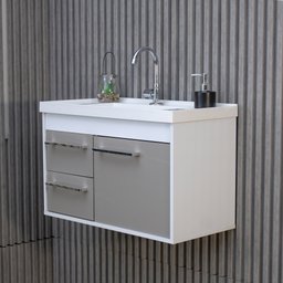 Gabinete Banheiro Mdf com Pia Cuba - Potenza Gianduia - 10