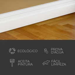 Rodapé Poliestireno 10cm Frisado Branco 2m Rm Decor - 6