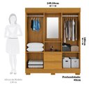Ver imagem 4 de Guarda-roupa Casal 4 Portas e 2 Gavetas Capelinha com Espelho 149cm Alyssa Espresso Móveis