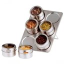 Ver imagem 2 de Jogo com 6 Porta Condimentos em Inox com Suporte Retangular 23.5 Cm - Mimo Style - Ai1401