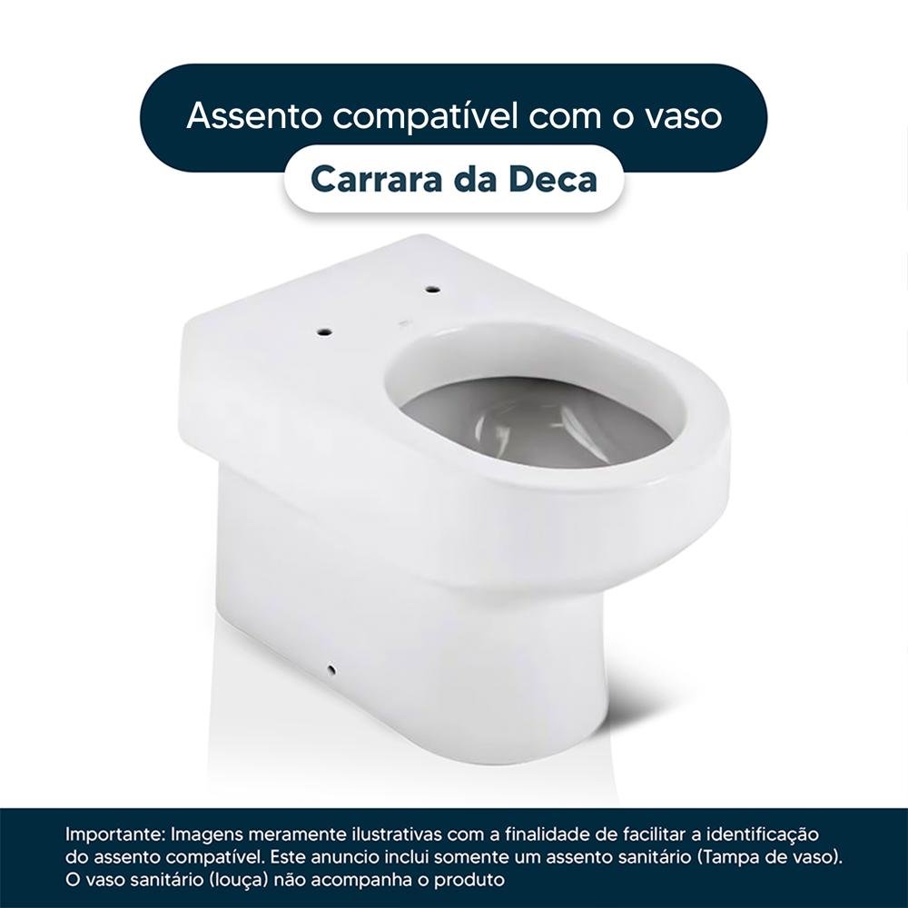 Tampa de Vaso Poliéster Carrara Branco com Ferragem Preta - 4