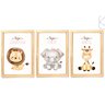 Kit 3 Quadros Decorativos com vidro e moldura -Safari Menina:Pinus - 1