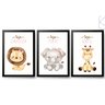 Kit 3 Quadros Decorativos com vidro e moldura -Safari Menina:Pinus - 2