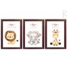 Kit 3 Quadros Decorativos com vidro e moldura -Safari Menina:Pinus - 3
