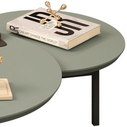 Mesa de Centro para Sala Redonda Dupla Industrial Charlie D04 Alecrim/preto - Mpozenato - 8