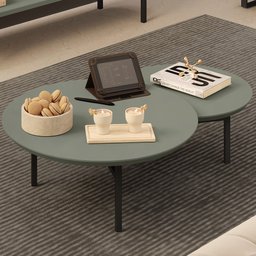 Mesa de Centro para Sala Redonda Dupla Industrial Charlie D04 Alecrim/preto - Mpozenato - 2