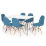 Conjunto Mesa de Jantar Hairpin 130x80 Branca com 6 Cadeiras Eiffel Botonê - Turquesa - 1