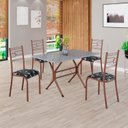 Ver imagem 1 de Conjunto Sala de Jantar Mesa Retangular 100x60cm Tampo Granito Ocre 4 Cadeiras Paraty Marrom/Preto Floral