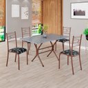 Ver imagem 1 de Conjunto Sala de Jantar Mesa Retangular 120x75cm Tampo Granito Ocre 4 Cadeiras Paraty Marrom/Preto Floral