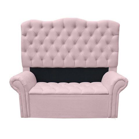 Cabeceira e Recamier Agnes para Cama Box Casal 140cm:rosa Bebê