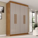Ver imagem 1 de Guarda-Roupa 4 Portas 3 Gavetas 100% MDF Veneza Off White/Cinamomo