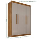 Ver imagem 3 de Guarda-Roupa 4 Portas 3 Gavetas 100% MDF Veneza Off White/Cinamomo