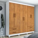 Ver imagem 1 de Guarda-roupa Casal Genova 6 Portas 4 Gavetas 22110 Branco/cinamomo - Carioca Móveis