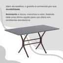 Ver mais imagens de Conjunto Sala de Jantar Mesa Retangular 140x75cm Tampo Granito Ocre 6 Cadeiras Paraty Marrom/Preto Floral