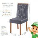 Ver imagem 3 de Cadeira Flávia com Estrutura de Madeira Maciça e Tecido Veludo Cinza 2 Unidades