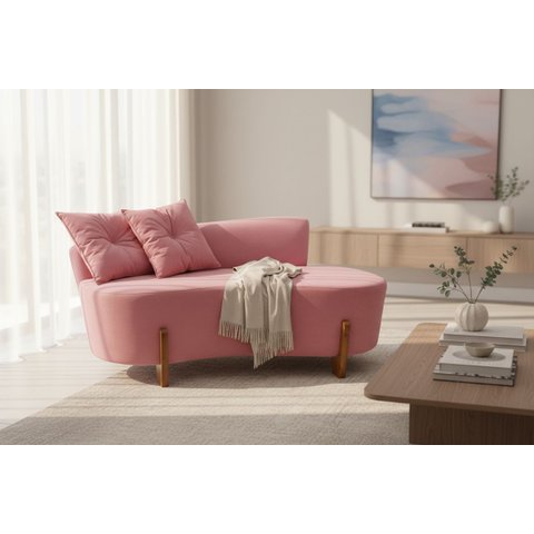 Namoradeira Sofá Feijão Luna 130cm Orgânica Suede Rosa