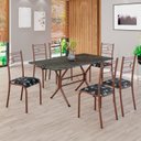 Ver imagem 1 de Conjunto Sala de Jantar Mesa Retangular 140x75cm Tampo Pedra Ardósia Indiana 6 Cadeiras Paraty Marrom/Preto Floral