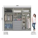 Ver imagem 3 de Jogo de Quarto Mississipi Guarda Roupa 6 Portas com Cômoda Cinza - Móveis Henn